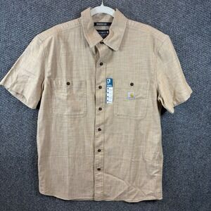 Carhartt Rugged Flex Shirt Men's M Relaxed Fit Lightweight Short Sleeve Tan New